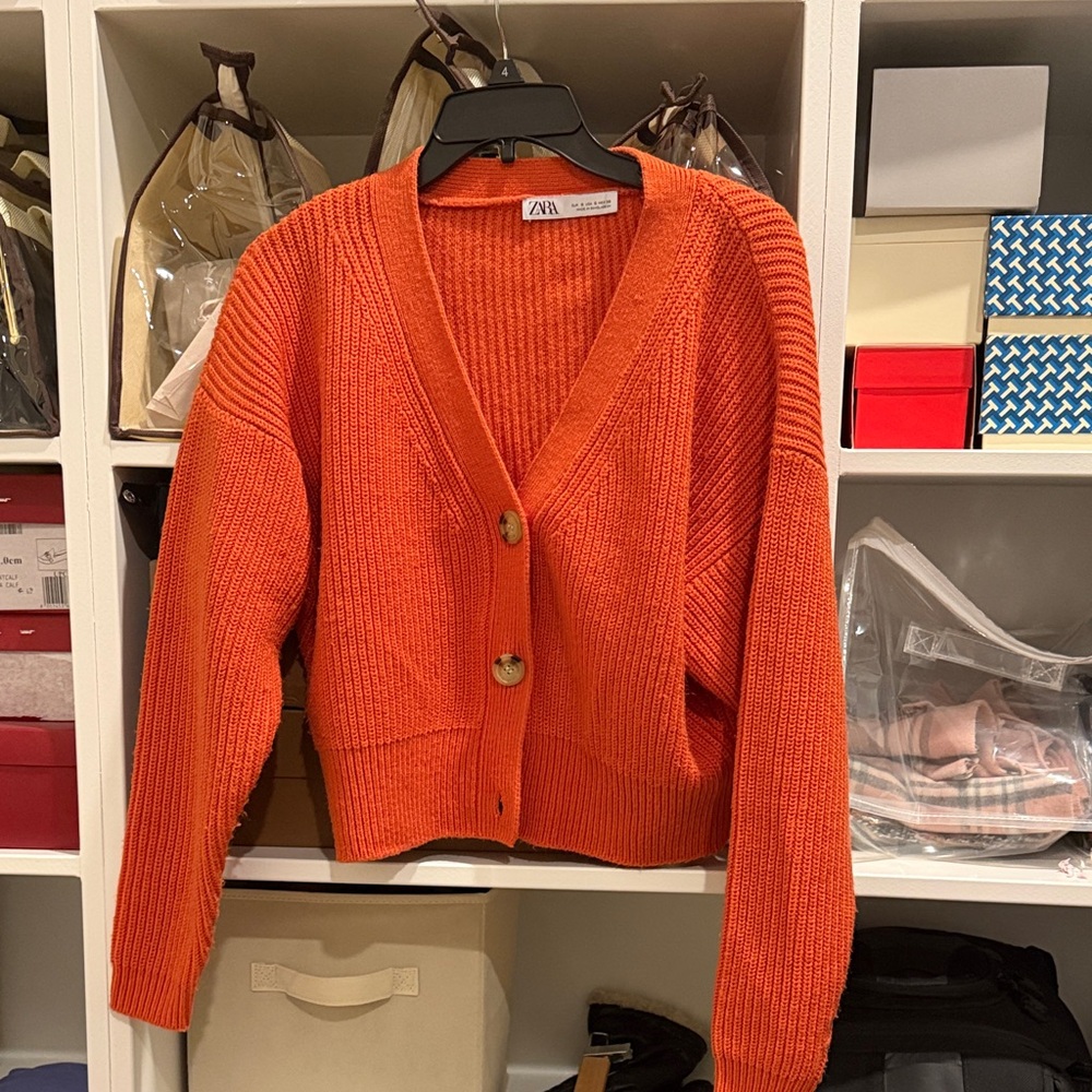 Zara Women's Vibrant Orange Cardigan